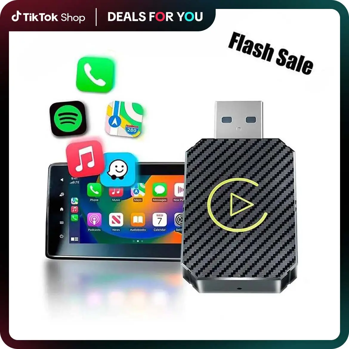 Dealsforyoudays | 2 in 1 Wireless CarPlay Adapter, converts wired to wireless, suitable for factory wired CarPlay cars from 2016+