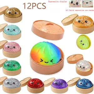 LDSK Glitter Dumpling Squishy with Box, Soft Sensory Squeeze Toy for Stress Relief, Mystery Glitter Dumplings, Decompression Dough