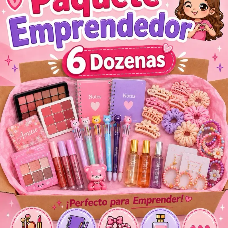 EMPRENDEDOR PACKAGE - LIVE ONLY - 6 Dozenas or 12 Medias Dozenas Pens Notebooks accessories Pastel Rainbow Design Perfect for School and Office