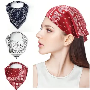 4-Pack Bohemian Print Elastic Headbands - Versatile Hair & Neck Accessories for Women & Men in Navy/Black/Red, Perfect for Weddings, Festivals & Outdoor Activities, Lightweight Fashion Scarves with Multi-Styling Options