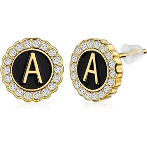 Gold or Silver Tone Initial Stud Earrings for Men, Mens Jewelry or Accessories (Designed By HAWSON)