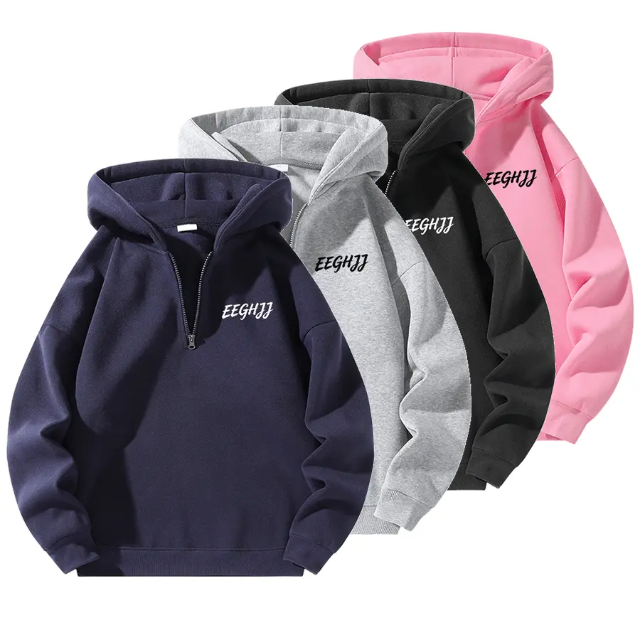 Men’s fashion casual sports sweatshirt with EEGHJJ print design, drop-shoulder sleeves, basic regular fit, suitable for autumn and winter wear.