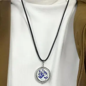 Arcane Ekko & Powder Silver-Plated Necklace, Blue Rose Pendant Gift, Unique Jewelry for Fans, League of Legends Gift, Arcane Gift