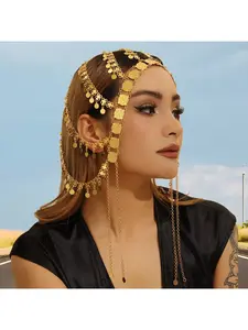 Vintage Arab Costume Headpiece Middle East Europe America Popular Gold Alloy Coin Fringe Head Chain Hair Chain