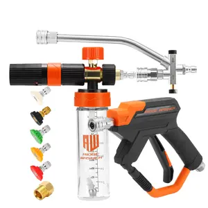 RIDGE WASHER Pressure Washer Gun Mini Foam Cannon with Dual Connector Accessory, No Dilution Required, Stainless Steel Gun for Foam Blaster, 1/4" Quick Connect, 4000 PSI, 200 ML tiktokshopspringglowup fathersdaygift