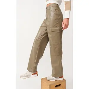 Sierra Faux Leather Straight-Leg Cargo