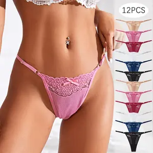 Women's 12-Piece Lace Thongs Set, Sexy Panties for Women