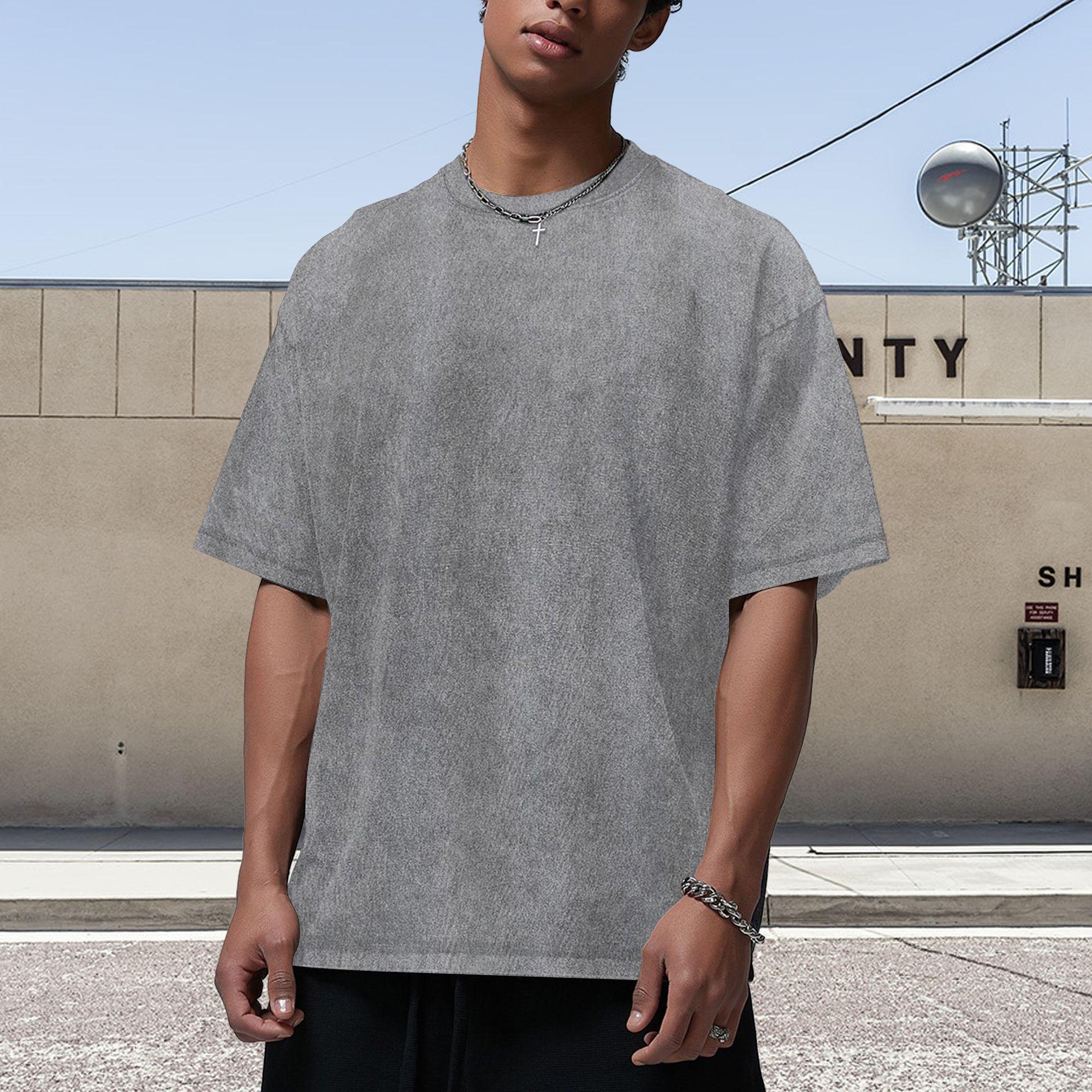 Men’s 4 Pack Oversized Gym T Shirts 100% Cotton Heavyweight Vintage Acid Wash Workout Baggy Tees