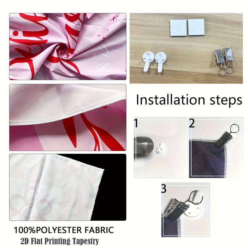 [ 2D Flat Printing] 1pc- Ultra large size- - Exquisite for Lotus flower HD Digital Printing Huge Tapestry- Polyester- Home Decoration- with Free Hanging Clips