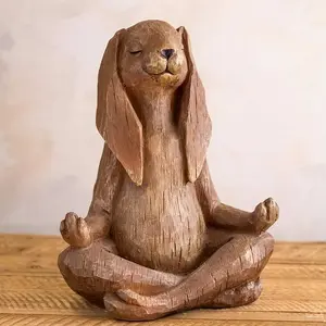 Zen Meditation Yoga Rabbit Statue, Resin Craft Garden Ornament, Home & Outdoor Decorative Sculpture, Unique Gift Idea