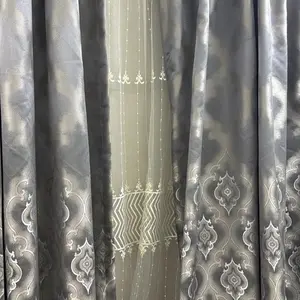 Turkish Curtains - Elegant Design with Intricate Patterns and Soft Gray Tones