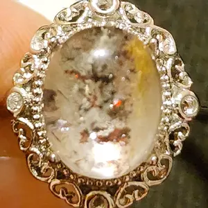 Crystal Garden Quartz Ring with Intricate Filigree Design and Sparkling Gemstone Centerpiece