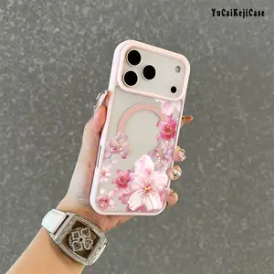 Premium Magnetic Phone Cases for iPhone11/12/13/14/15/16//17/Air/promax/Plus Pink Tropical Flowers CoquetPattern y2k cased MagSafe Ready, Anti-Fall, Springtok and Ultra-Thin Design |   Perfect for Everyday Use Protector Screen Protector Aesthetic Resistan