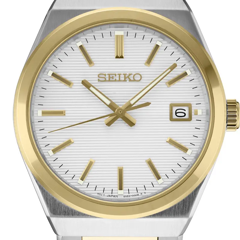 Seiko Men's Classic Gold-Tone Watch with Silver Dial and Date Display