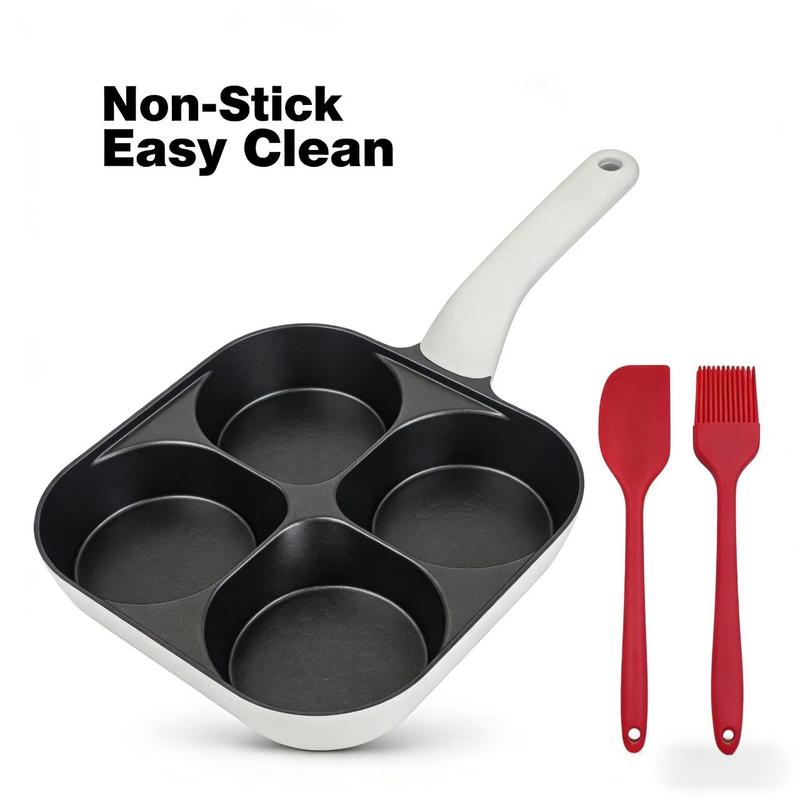 Four-Hole Non-stick frying pan with Anti-Scald Handle! A Breakfast Must-Have No sticking or burning for eggs & pancakes、 heat-resistant、super easy to clean、Works on both gas and induction stoves、Perfect creative gift for Valentine's Day