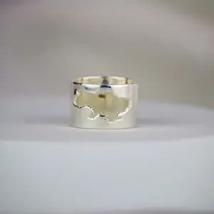 Sterling silver Ukraine map ring (0.5 inch tall) by Tela Jewelry