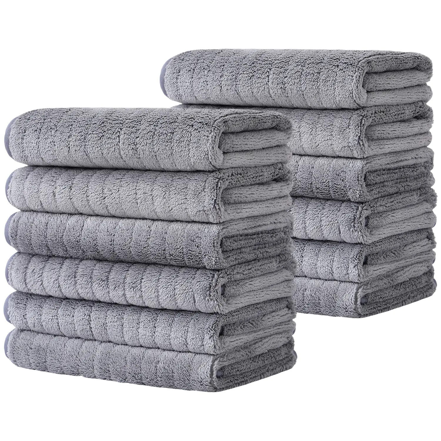 Jessy Home 12-Pack Skin-Friendly Microfiber Washcloths Set - 13x13 in Ultra Soft Breathable Towel Sets for Hand Wash, Showering, Bathroom Everyday Use