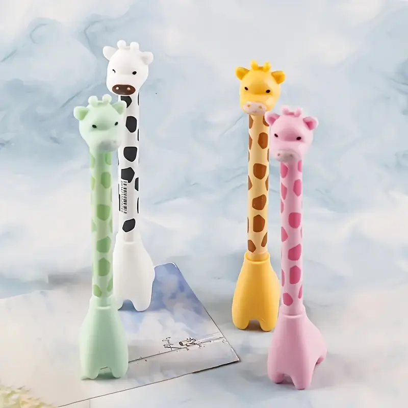 Creative Deer Long Neck Pen Set, 4/16pcs Neutral Pens, 0.38mm Fast Dry Core, Smooth Writing, Essential School Supplies