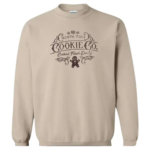 North Pole cookie co embroidered sweatshirt, Christmas embroidered sweatshirt, holiday sweatshirt