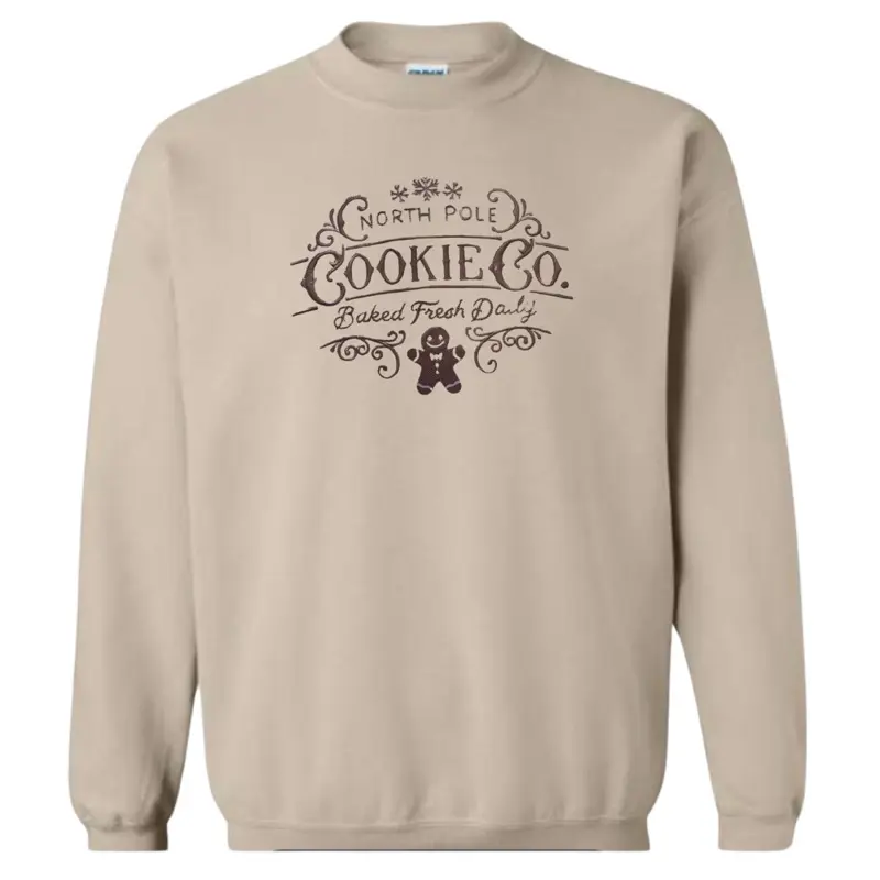 North Pole cookie co embroidered sweatshirt, Christmas embroidered sweatshirt, holiday sweatshirt