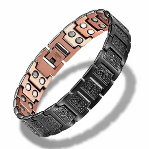 Men Cross Bracelet  with 48 Neodymium Magnets 3800 Gauss Adjustable Natural Magnetism Anti-Inflammatory Effects Magnetic Therapy Gift