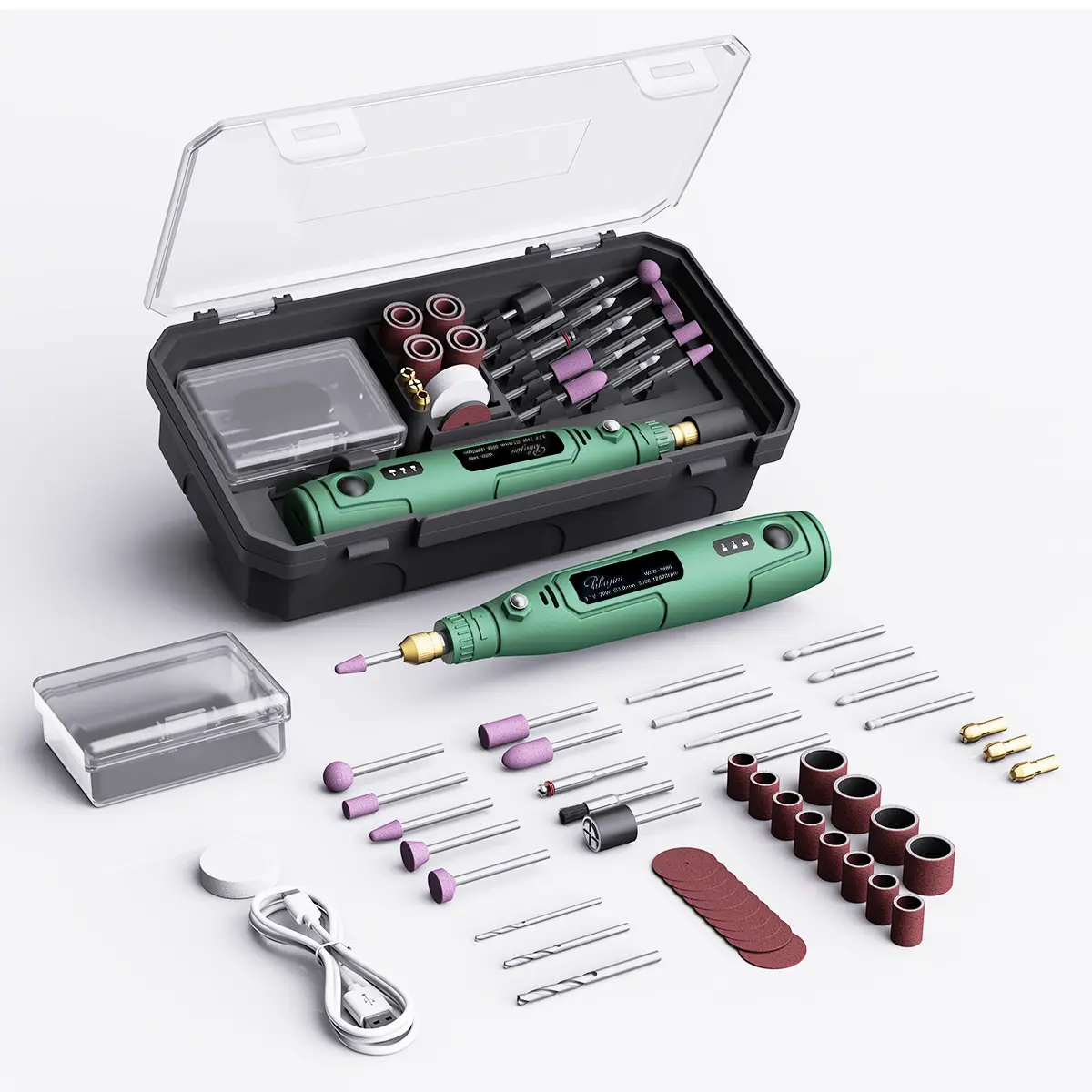 Mini Cordless Rotary Tool Set With USB Rechargeable 3.6V Motor, 3 Speeds - Ergonomic Design For Sanding, Polishing, Drilling, Etching & DIY Crafts, Includes Multiple Bits & Accessories, Rotary Tool Accessories