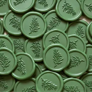 30pcs Pine Rosemary Pattern Self-Adhesive Wax Seal Stickers, Ideal for Gifts, Wedding Invitations, Envelope Seals