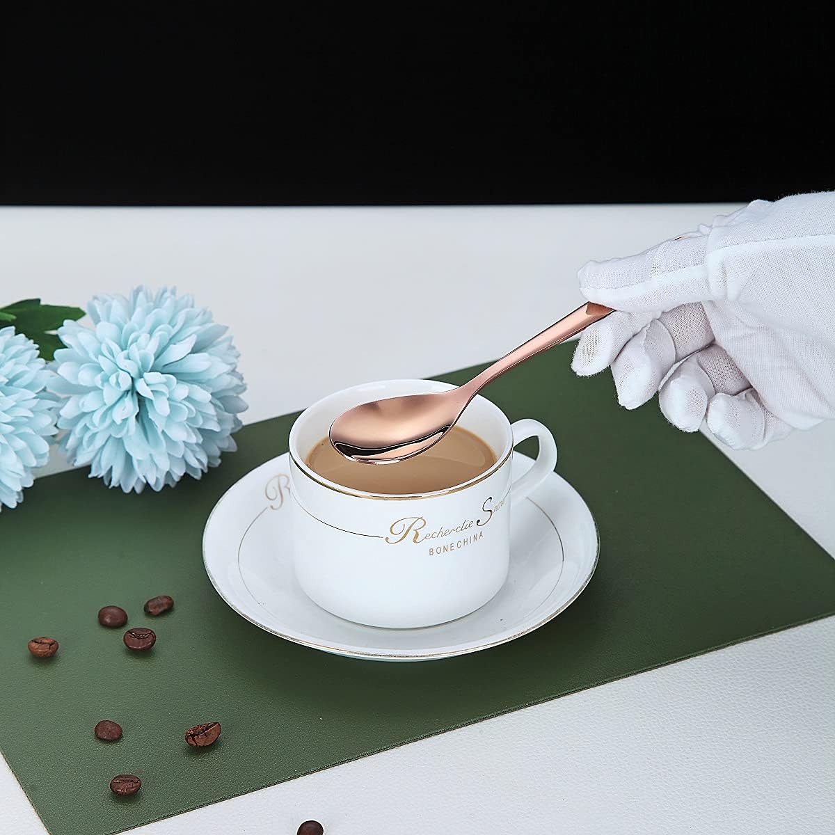 Copper Demitasse Espresso Spoons, 5.5'' Mini Coffee Spoons, Set of 6, Dishwasher Safe