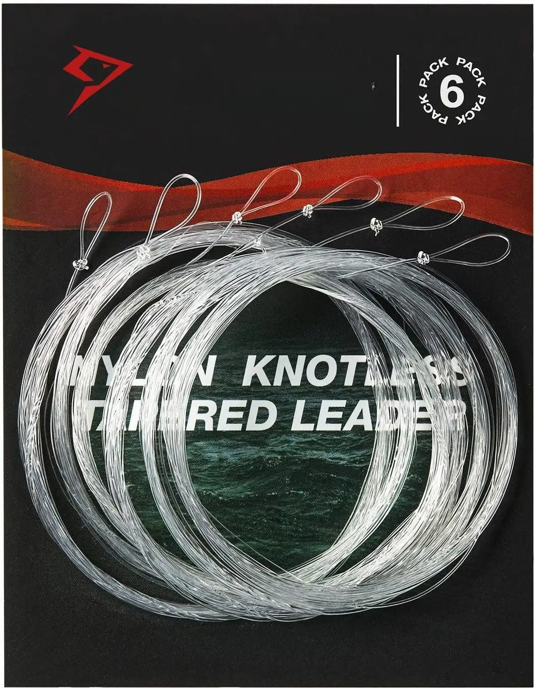Fly Fishing Leader with Pre-Tied Loop, Tapered Fly Line Leader, Nylon, Clear, 6 Pack, 7.5FT, 9FT, 12FT, 0X 1X 2X 3X 4X 5X 6X 7X