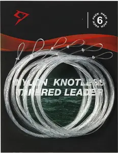 Fly Fishing Leader with Pre-Tied Loop, Tapered Fly Line Leader, Nylon, Clear, 6 Pack, 7.5FT, 9FT, 12FT, 0X 1X 2X 3X 4X 5X 6X 7X