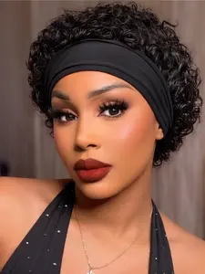 Women's 6-Inch Pixie Headband Style Wig, Curly Hair Wigs, Full Machine-Made Curly Design, Perfect for Stylish Looks & Everyday Wear