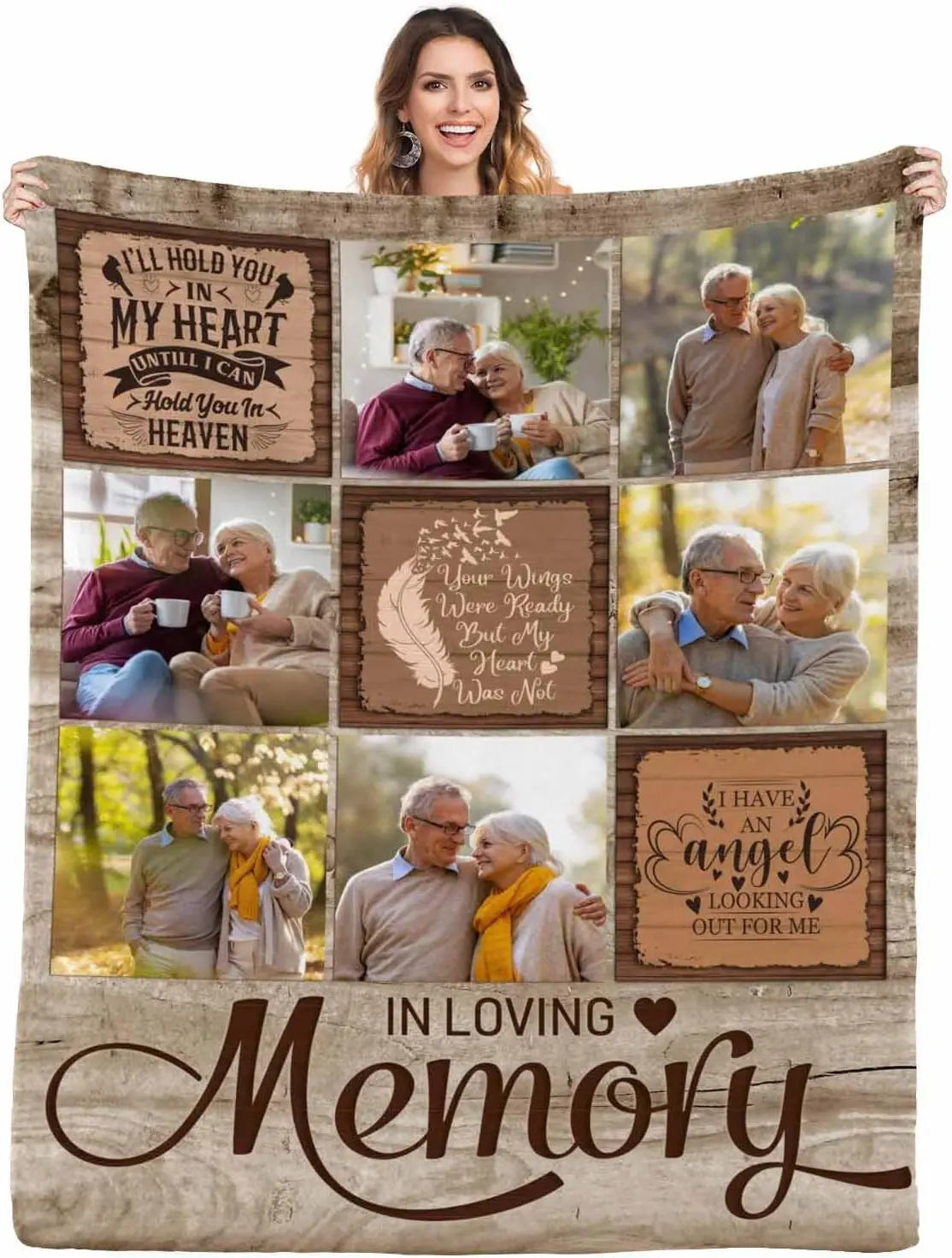 Custom Memorial Blanket with Photo, Sympathy Gift Personalized Throw Blanket, Loving Memory Forever Remembered Blanket with Pictures