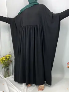 Women's Solid Batwing Sleeve Maxi Dress, Modest Fashion Long Sleeve Round Neck Dress for Daily Wear, Ladies Clothes for Spring, Muslim Women Gowns