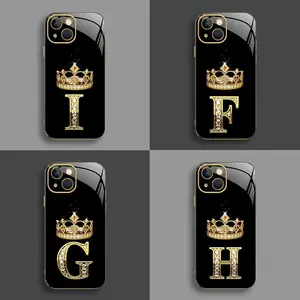 Suitable for [iPhone 14 Plus] New high-end crown electroplated gold edge mobile phone case new business simple explosion-proof mobile phone case affordable anti-fall anti-fingerprint-888