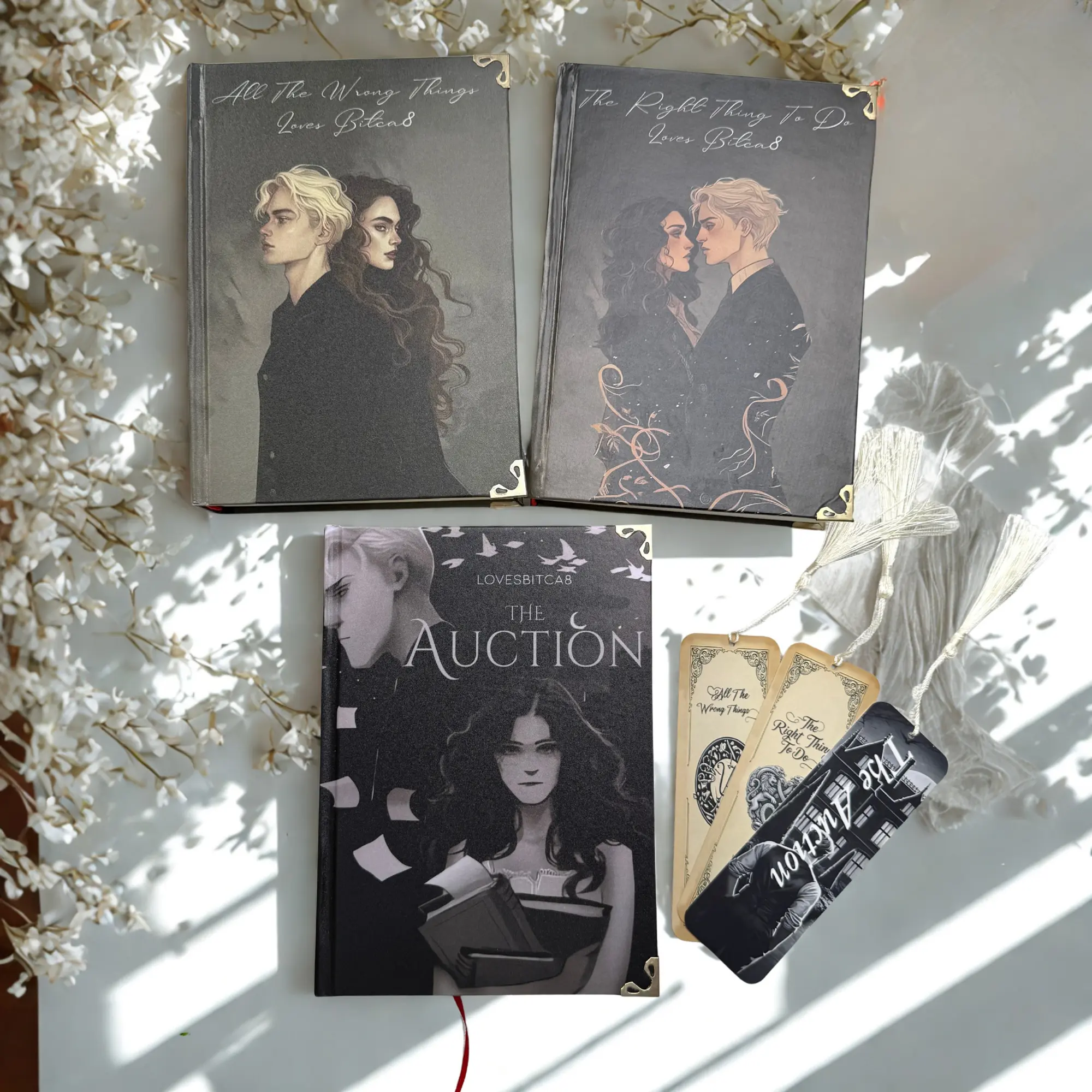 Rights and Wrongs Series Hardcover 3-Book Set by LovesBitca8, The Auction, TRTTD, ATWT with Matching Bookmarks Bundle, Hardcover Trilogy Lovesbitca8 BookTok Dramione Fanfiction Special Edition Hardcover Set