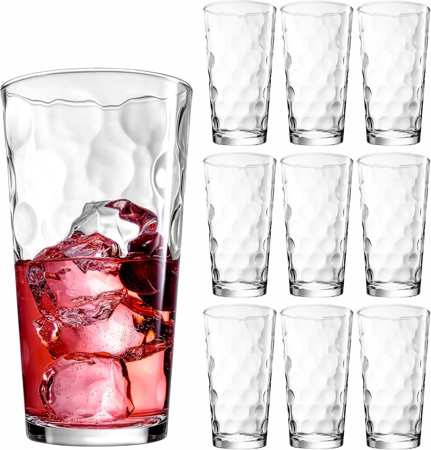 Highball Drinking Glasses Set of 10 Glass Cups by Home Essentials, 17 Oz.  Glassware, for Water, Juice, Cocktails, Iced Tea - TikTok Shop