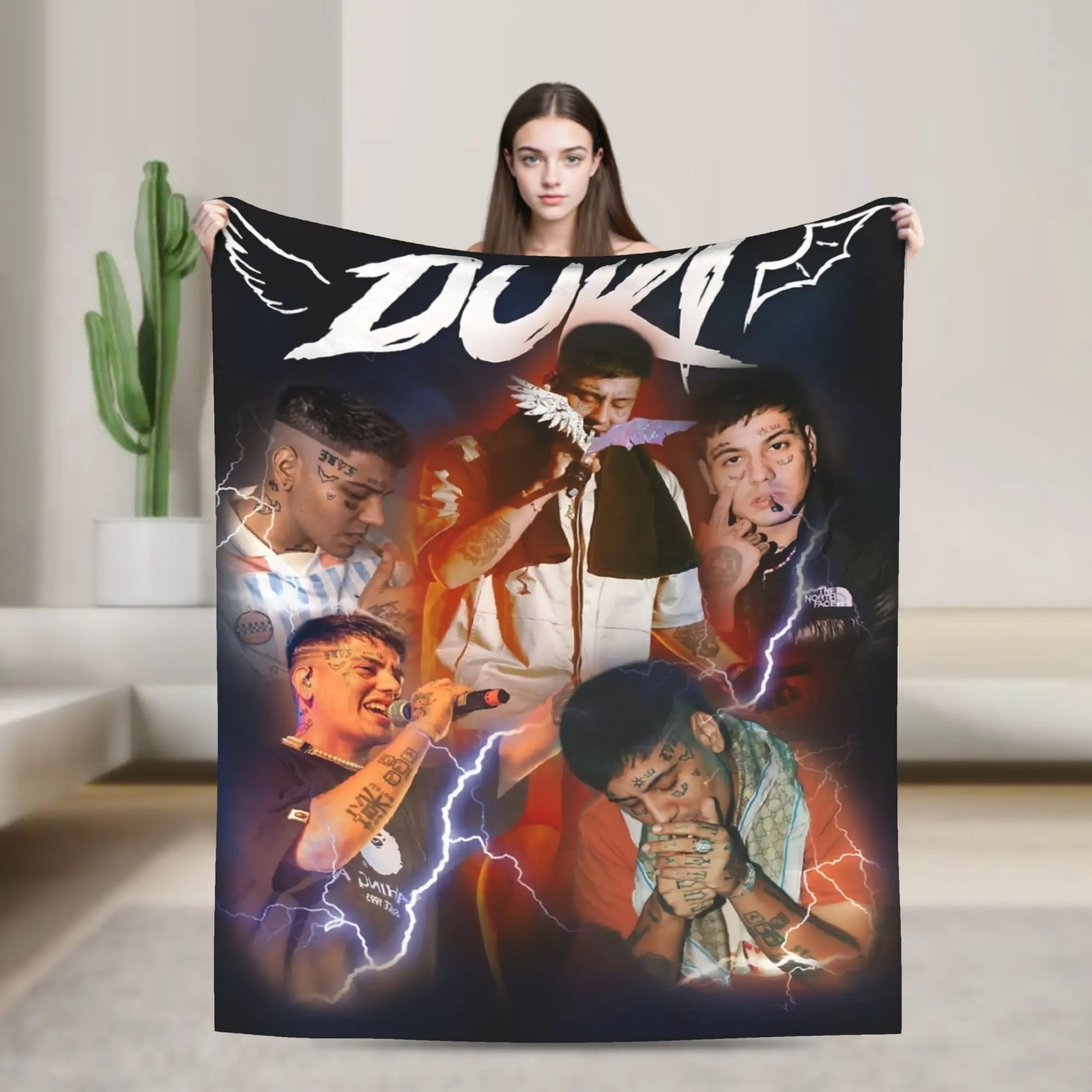 Duki Rapper Pattern Flannel Throw Blanket - Super Soft Winter Blanket for Child, Home Decor for Sofa Bed