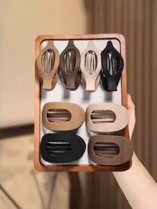 8-Piece Neutral Tone Hair Claw Clip Set, Large Lazy Clips for Thick & Thin Hair, Fashionable Accessories