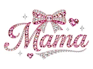 MOTHERS DAY INSPIRED DTF TRANSFER FOR T-SHIRTS with Sparkling Pink Bow and Hearts Design