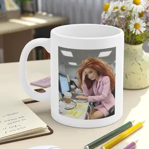 Funny Doll Face Mug, Disgusted Barbie Meme Coffee Cup, Sarcastic Office Humor Gift, Unhinged Mood Mug for Best Friend