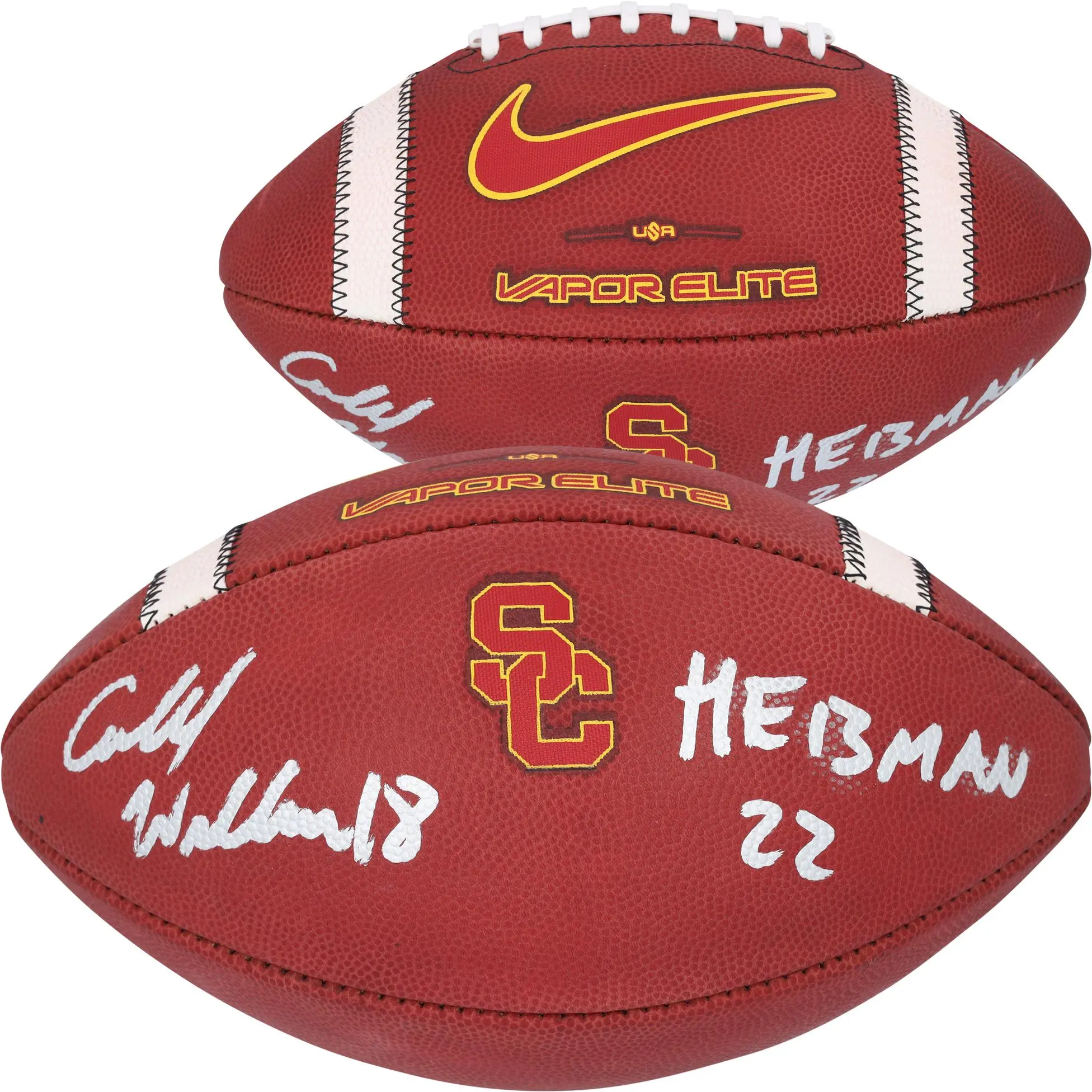Caleb Williams USC Trojans Autographed Nike Vapor Elite Football with "Heisman 22" Inscription - Fanatics Authentic Certified
