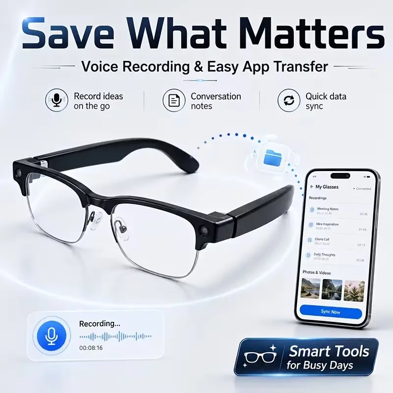 AI Smart Glasses for Men And Women, Camera Glasses with HD Video Camera, Real-Time 100+ Languages Translation, Wireless Calling, Music Playback And Voice Assistant, Multifunctional Smart Glasses for Vlog, Travel, Driving, Fishing, Office And Outdoor