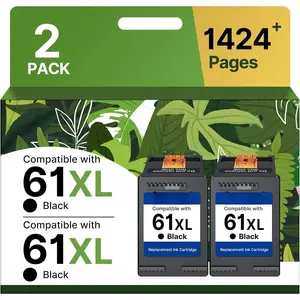 61XL Black Ink  Replacement for  Ink 61  61 Black Ink   61 Fit for Envy 4500 5530 4501 4502 DeskJet 1000 1010 1050 1510 2050 2510 2540 OfficeJet 2620 4630 Printer (2 Black)
