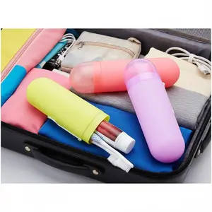 Portable Travel Toothbrush Holder, Waterproof Anti-Mold Hanging Wall-Mounted Bathroom Organizer with Toothpaste Slot, Compact Storage Case for Outdoor Camping & Home Use