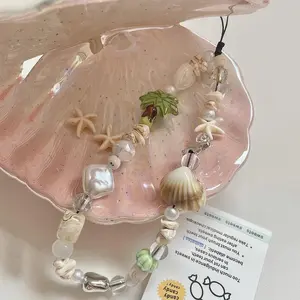 Shell Decor Beaded Phone Chain, Cute Phone Lanyard, Creative Phone Strap for Women & Girls, Fashion Phone Charm for Daily Use, Cell Phone Charm