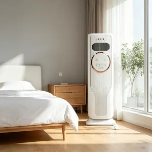 Bladeless Tower Fan Heater Combo, 4-in-1 Cool Heat Air Cooler, Safe for Kids & Pets with Remote Control