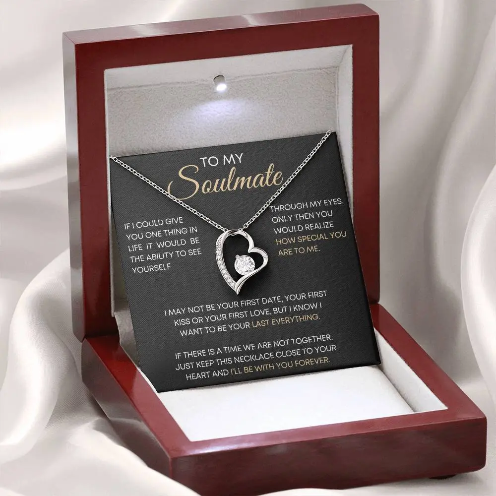 To My Soulmate, Love Heart Necklace, Celebration Birthday Gift For Girlfriend, Soul mate, Lover, Anniversary Gift, for my lover