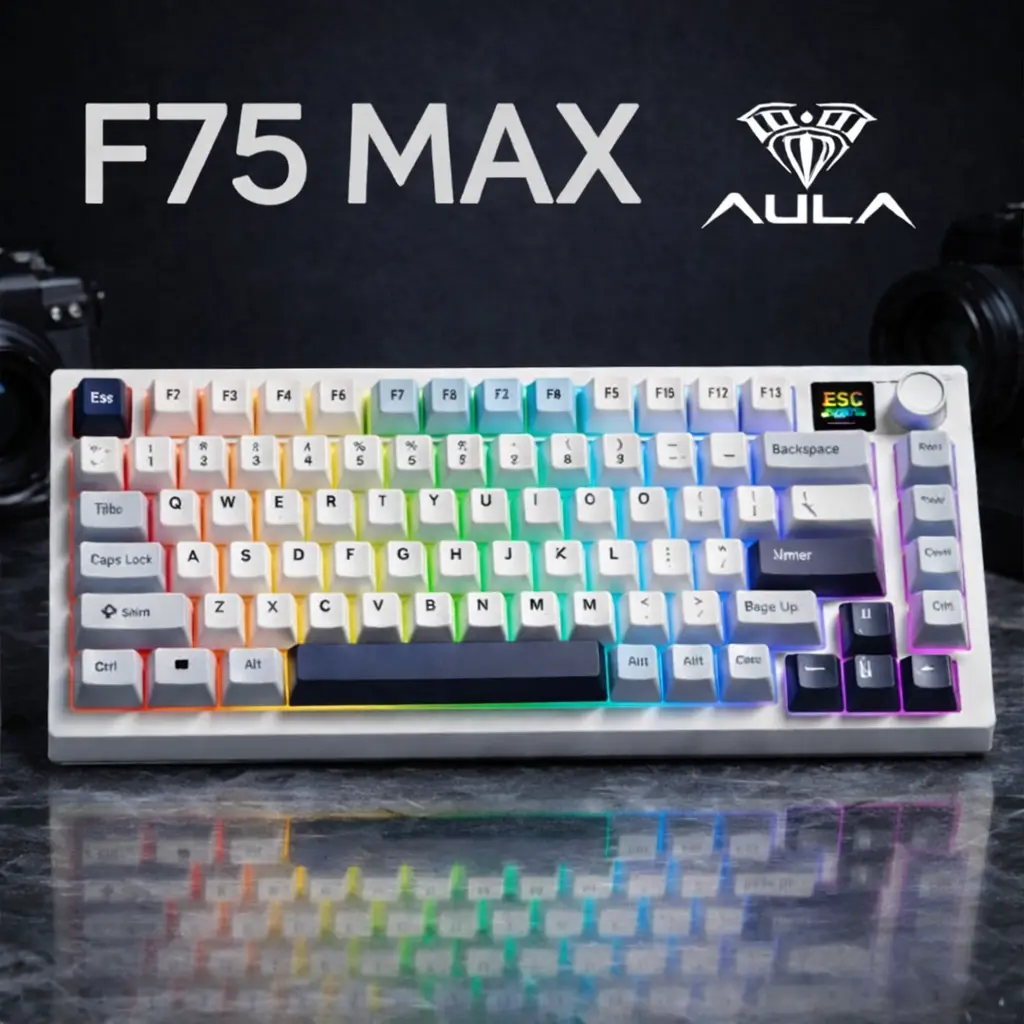 Aula F75 MAX Wireless Mechanical Keyboard with Reaper Switch, 30-Piece 53gf Linear Mechanism Switches, Mechanical Feeling Option for PC Gaming Use, Mechanical Feeling Keyboard