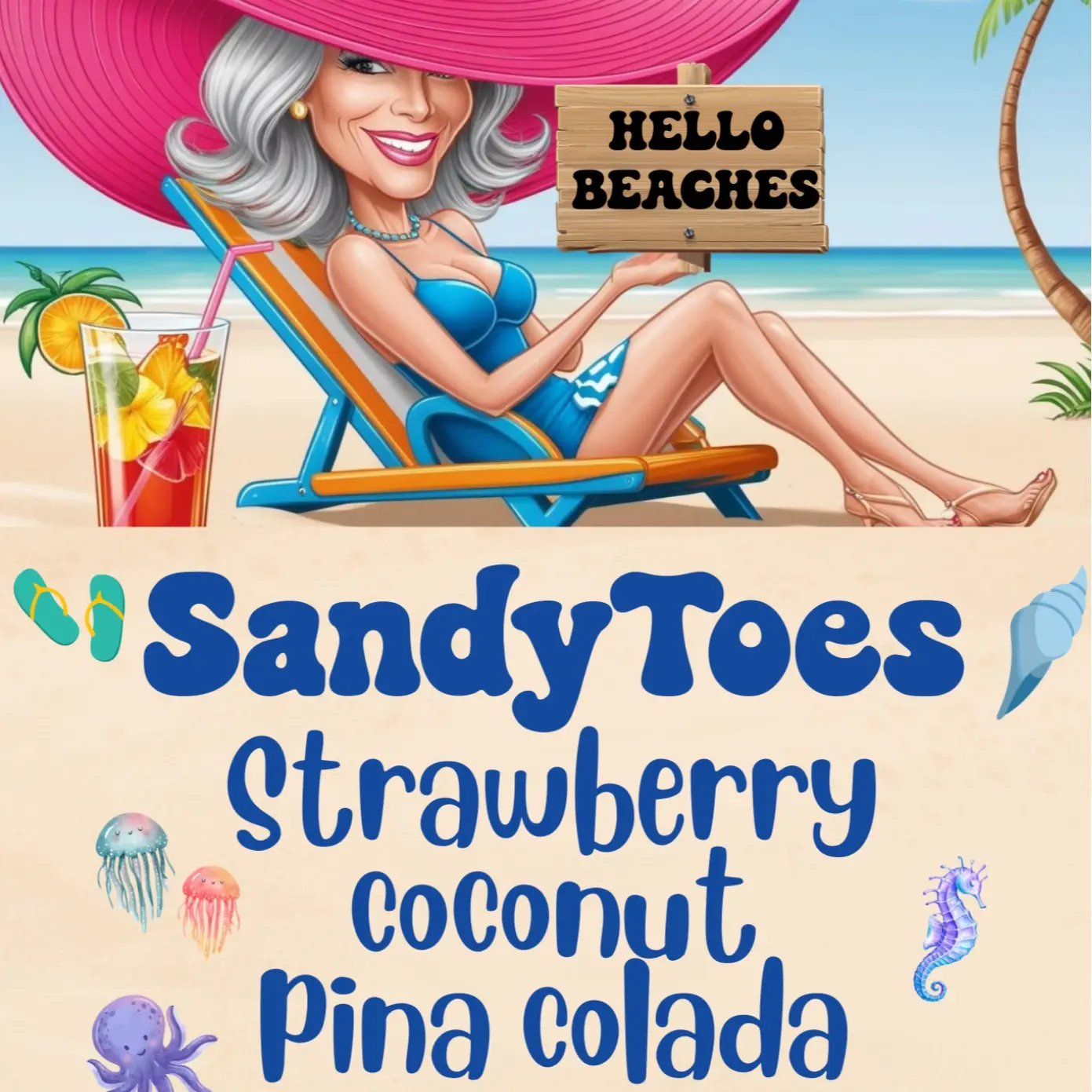 SandyToes Sips Loaded Tea Water Beverage - Strawberry Coconut Pina Colada Flavor, 180 MG or 220 MG Extra Energy Options, Sugar-Free, Gluten-Free