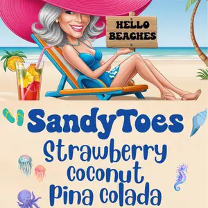 Sandy Toes Loaded Tea or Water Strawberry Coconut Pina Colada Beverage with Extra Energy Options 180 MG or 220 MG